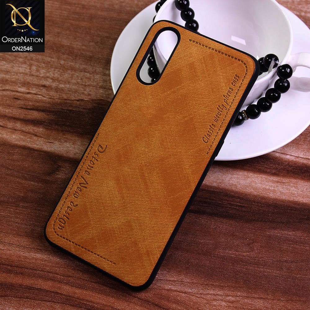 Vivo S1 Cover - Mustard - New Design Jeans Texture Leather Soft Case