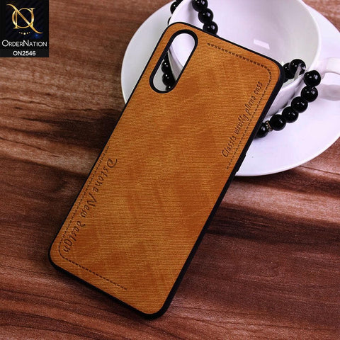 Vivo S1 Cover - Mustard - New Design Jeans Texture Leather Soft Case