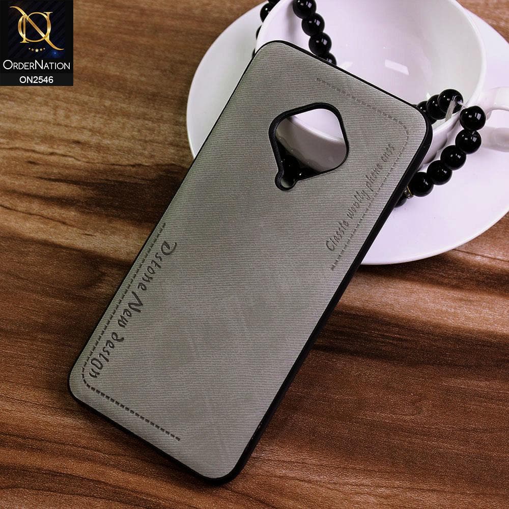 Vivo Y51 (2020 September) Cover - Gray - New Design Jeans Texture Leather Soft Case