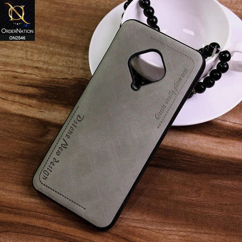 Vivo Y51 (2020 September) Cover - Gray - New Design Jeans Texture Leather Soft Case