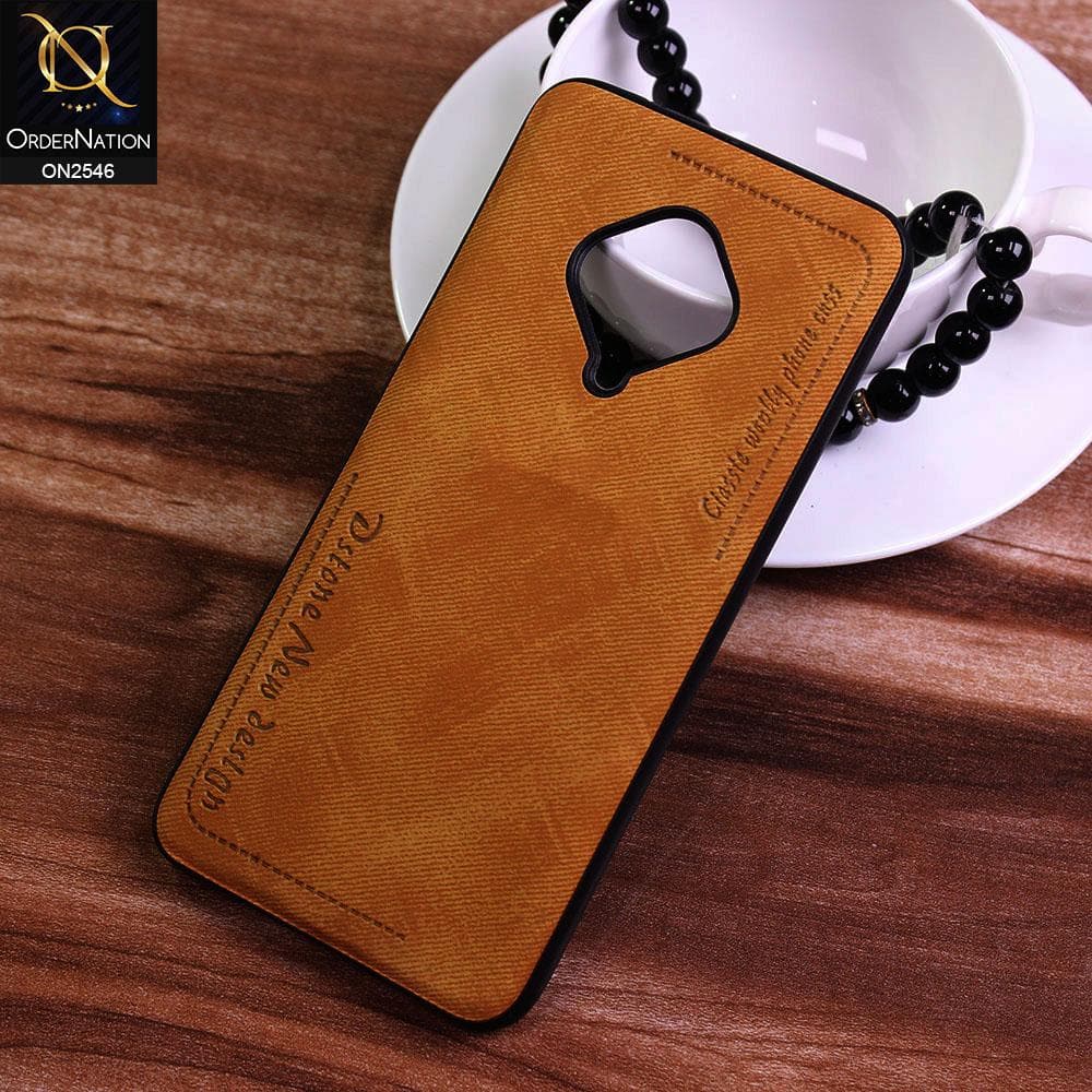 Vivo Y51 (2020 September) Cover - Mustard - New Design Jeans Texture Leather Soft Case