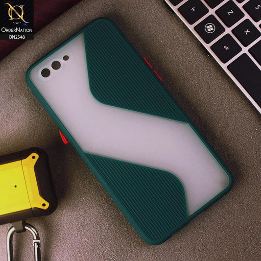 Oppo A3s Cover - Green - New Ziggy Line Wavy Style Soft Case