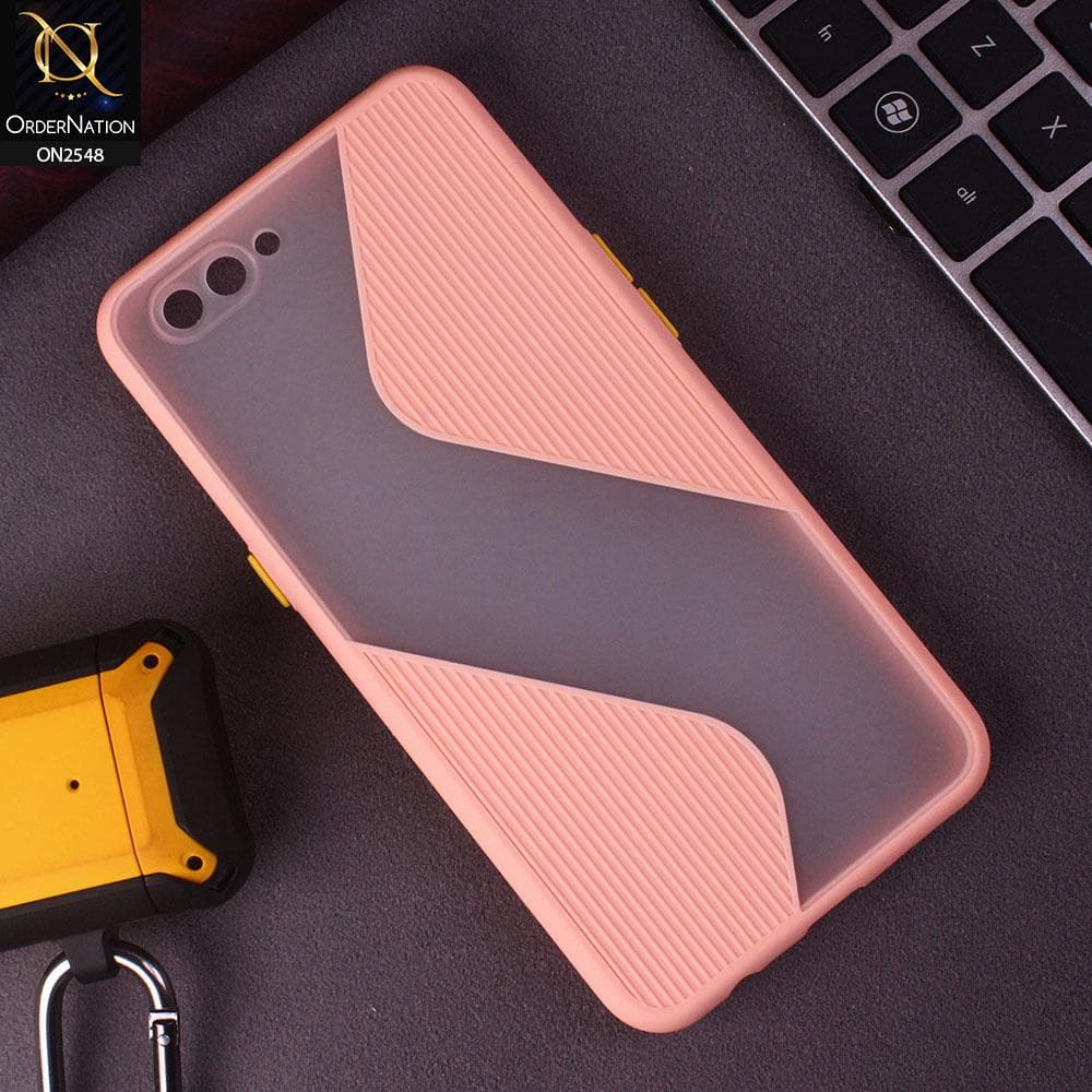 Oppo A3s Cover - Pink - New Ziggy Line Wavy Style Soft Case
