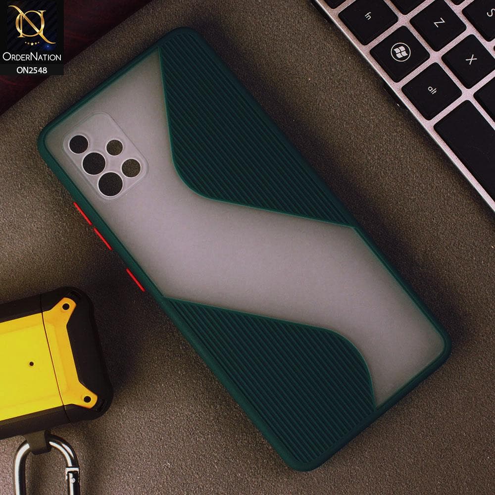Samsung Galaxy A51 Cover - Green - New Ziggy Line Wavy Style Soft Case