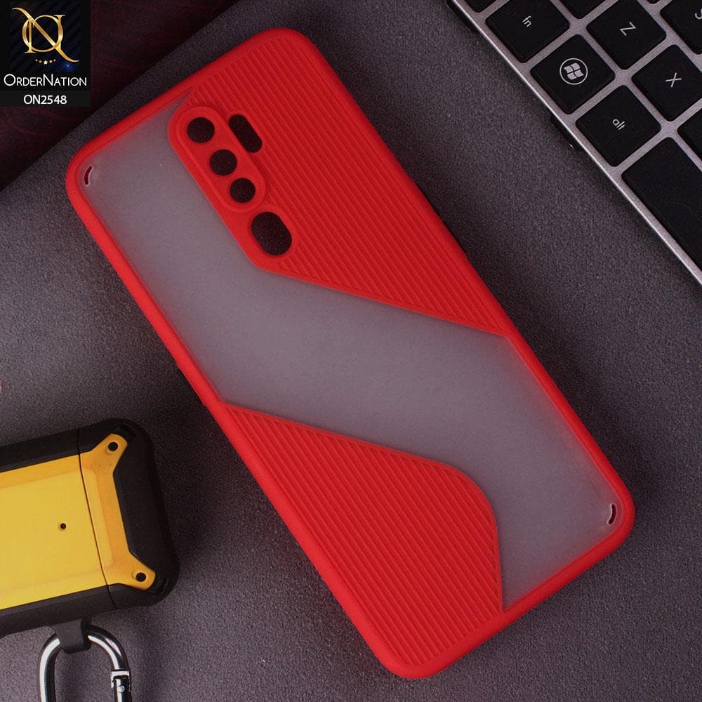 Oppo A5 2020 Cover - Red - New Ziggy Line Wavy Style Soft Case