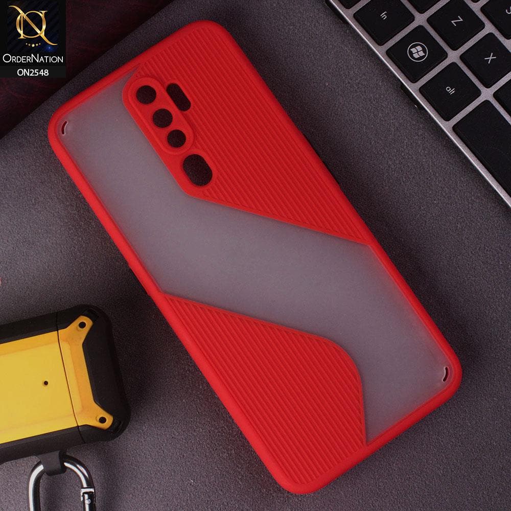 Oppo A9 2020 Cover - Red - New Ziggy Line Wavy Style Soft Case