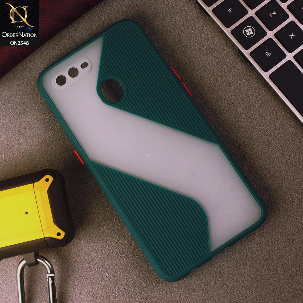 Oppo A12 Cover - Green - New Ziggy Line Wavy Style Soft Case
