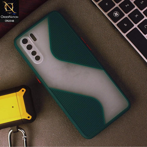 Oppo A91 Cover - Green - New Ziggy Line Wavy Style Soft Case
