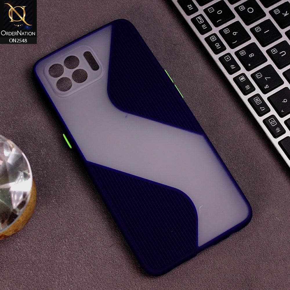 Oppo Reno 4F Cover - Blue - New Ziggy Line Wavy Style Soft Case