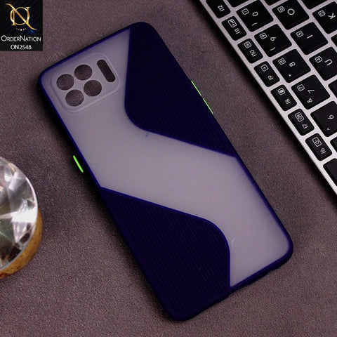 Oppo Reno 4F Cover - Blue - New Ziggy Line Wavy Style Soft Case