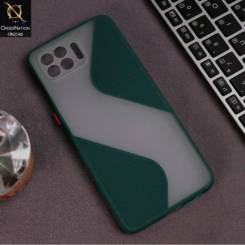 Oppo A93 Cover - Green - New Ziggy Line Wavy Style Soft Case