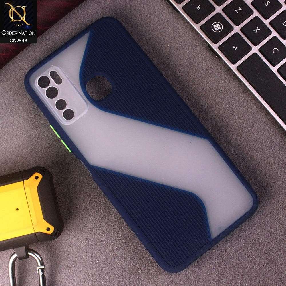 Infinix Hot 9 Pro Cover - Blue - New Ziggy Line Wavy Style Soft Case