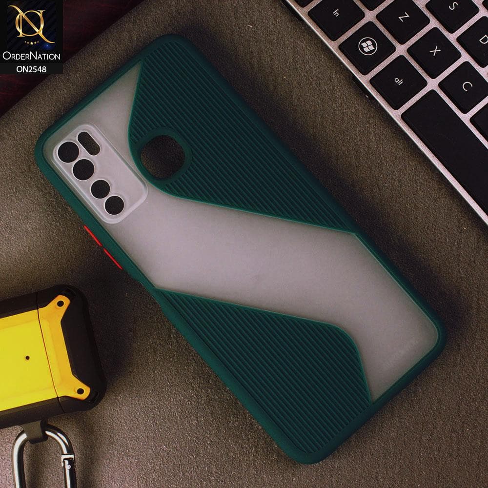 Infinix Hot 9 Pro Cover - Green - New Ziggy Line Wavy Style Soft Case