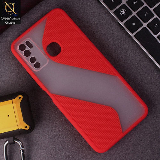 Infinix Hot 9 Pro Cover - Red - New Ziggy Line Wavy Style Soft Case