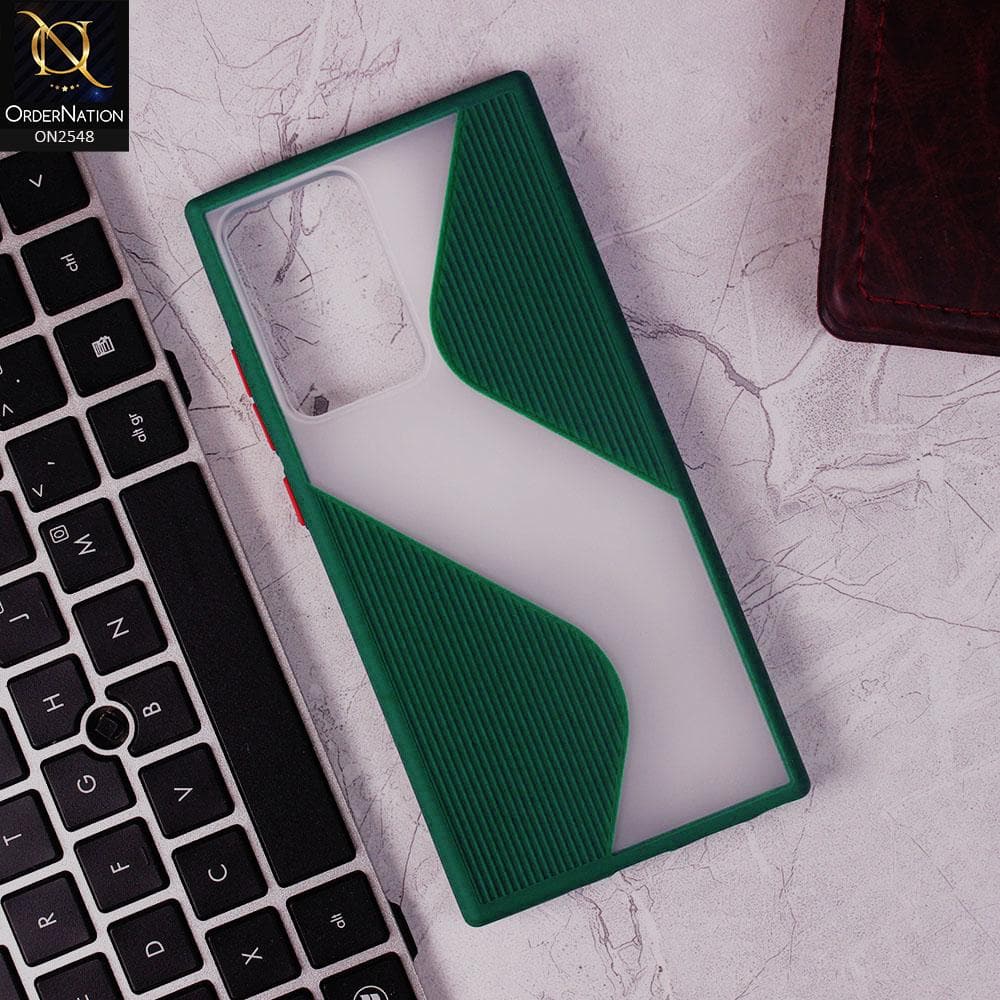 Samsung Galaxy Note 20 Ultra Cover - Green - New Ziggy Line Wavy Style Soft Case