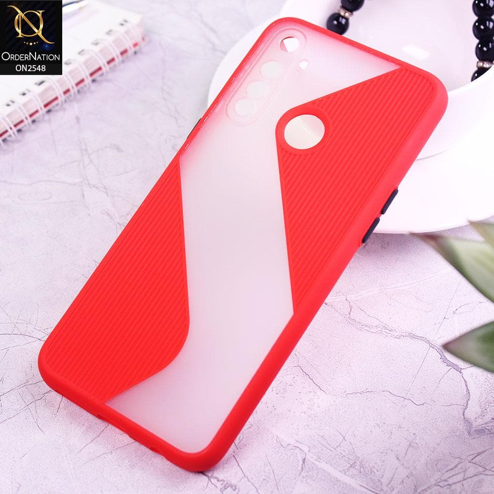Realme 5s Cover - Red - New Ziggy Line Wavy Style Soft Case