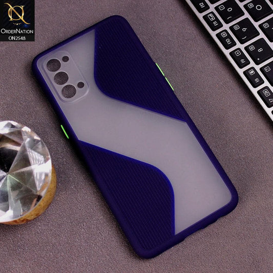 Oppo Reno 4 Cover - Blue - New Ziggy Line Wavy Style Soft Case