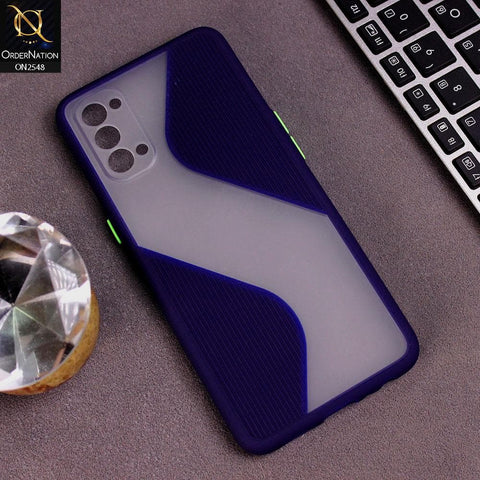 Oppo Reno 4 Cover - Blue - New Ziggy Line Wavy Style Soft Case