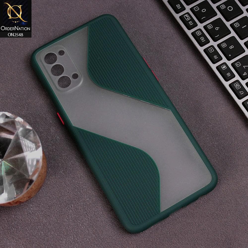 Oppo Reno 4 Cover - Green - New Ziggy Line Wavy Style Soft Case