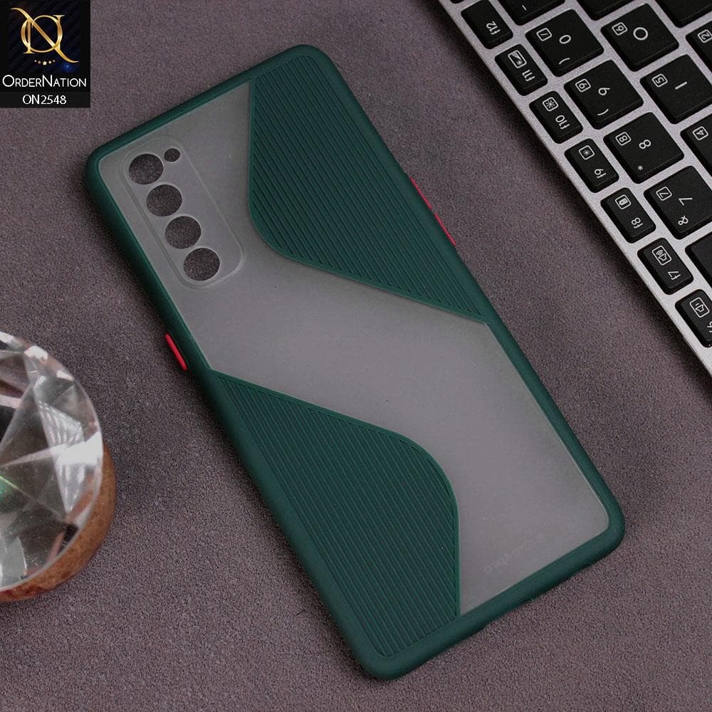 Oppo Reno 4 Pro Cover - Green - New Ziggy Line Wavy Style Soft Case