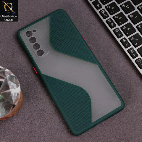 Oppo Reno 4 Pro Cover - Green - New Ziggy Line Wavy Style Soft Case