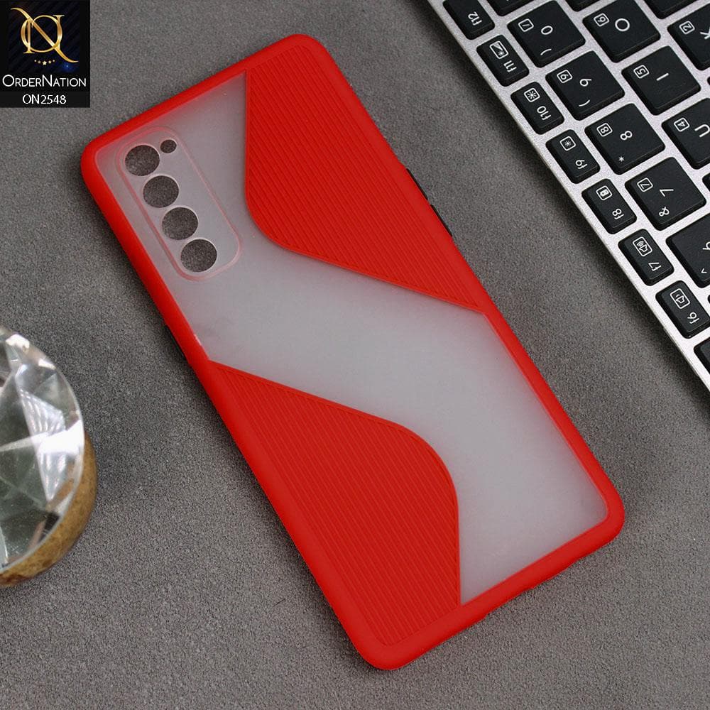 Oppo Reno 4 Pro Cover - Red - New Ziggy Line Wavy Style Soft Case
