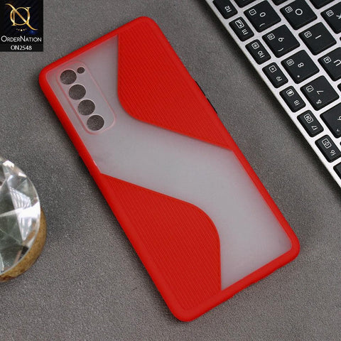 Oppo Reno 4 Pro Cover - Red - New Ziggy Line Wavy Style Soft Case