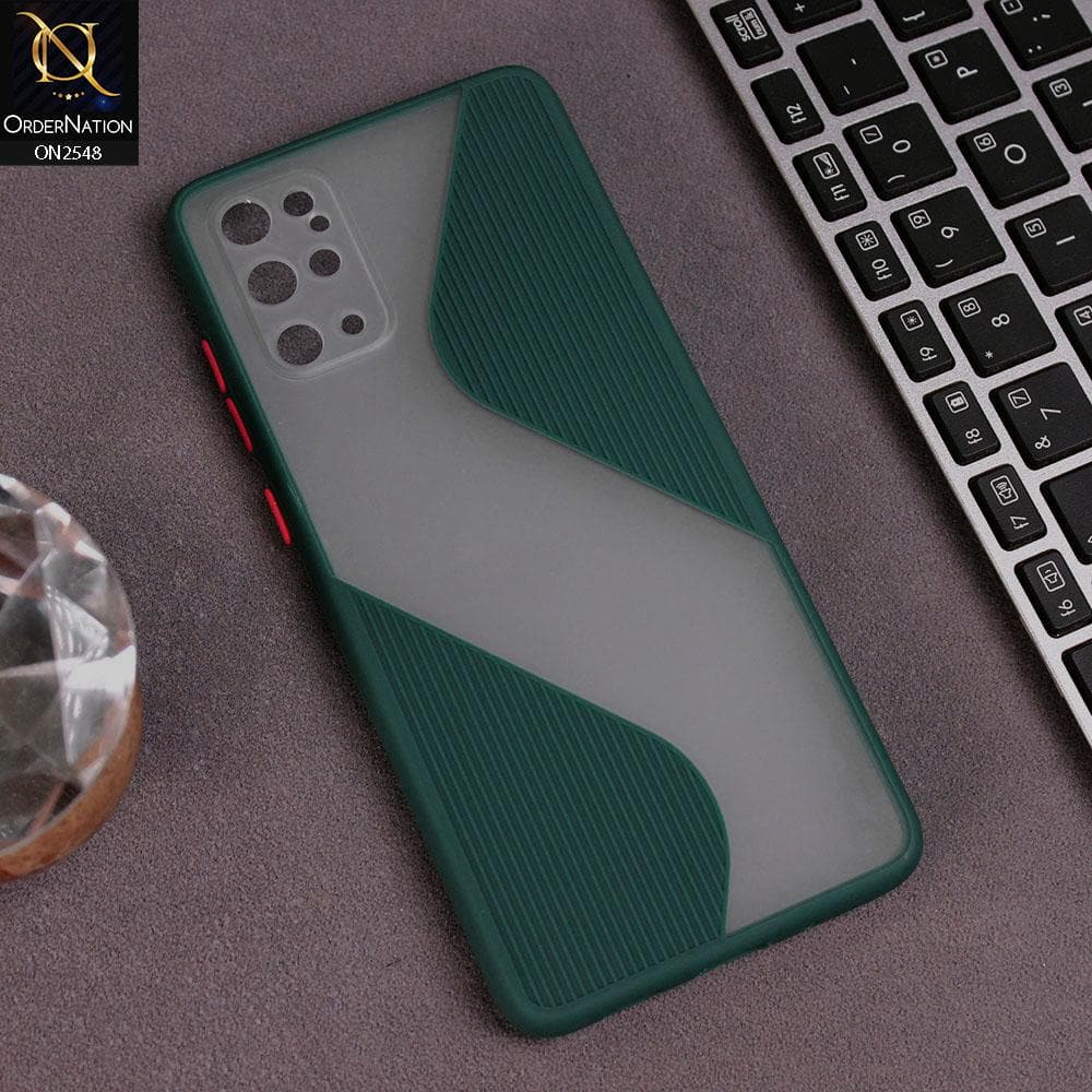 Samsung Galaxy S20 Plus Cover - Green - New Ziggy Line Wavy Style Soft Case