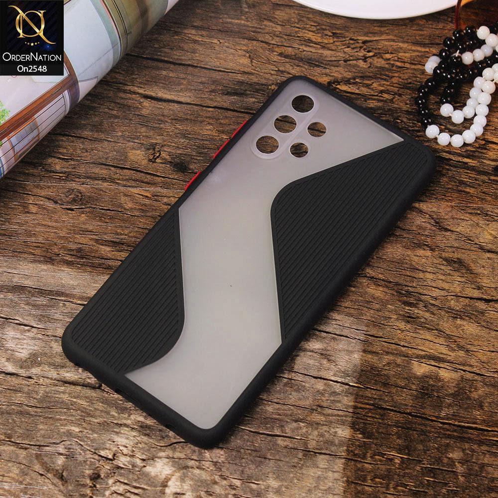 Samsung Galaxy A32 4G Cover - Black - New Ziggy Line Wavy Style Soft Case