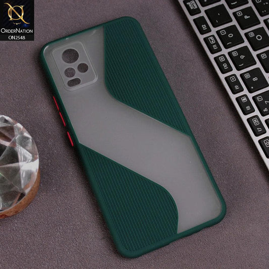 Vivo V20 Cover - Green - New Ziggy Line Wavy Style Soft Case