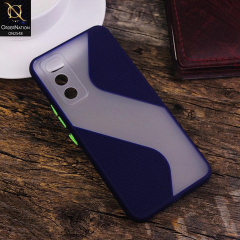Vivo V20 SE Cover - Blue - New Ziggy Line Wavy Style Soft Case