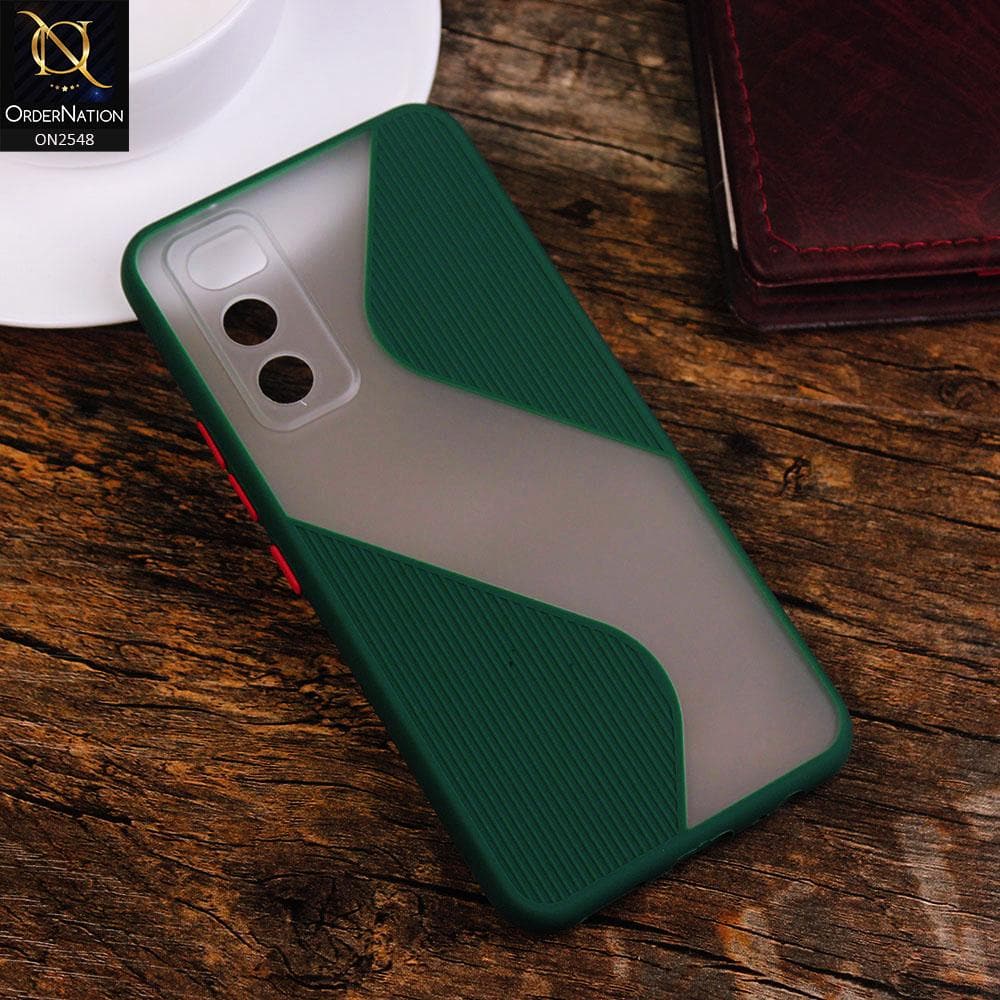 Vivo V20 SE Cover - Green - New Ziggy Line Wavy Style Soft Case