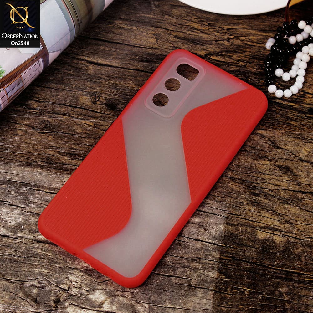 Vivo V20 SE Cover - Red - New Ziggy Line Wavy Style Soft Case