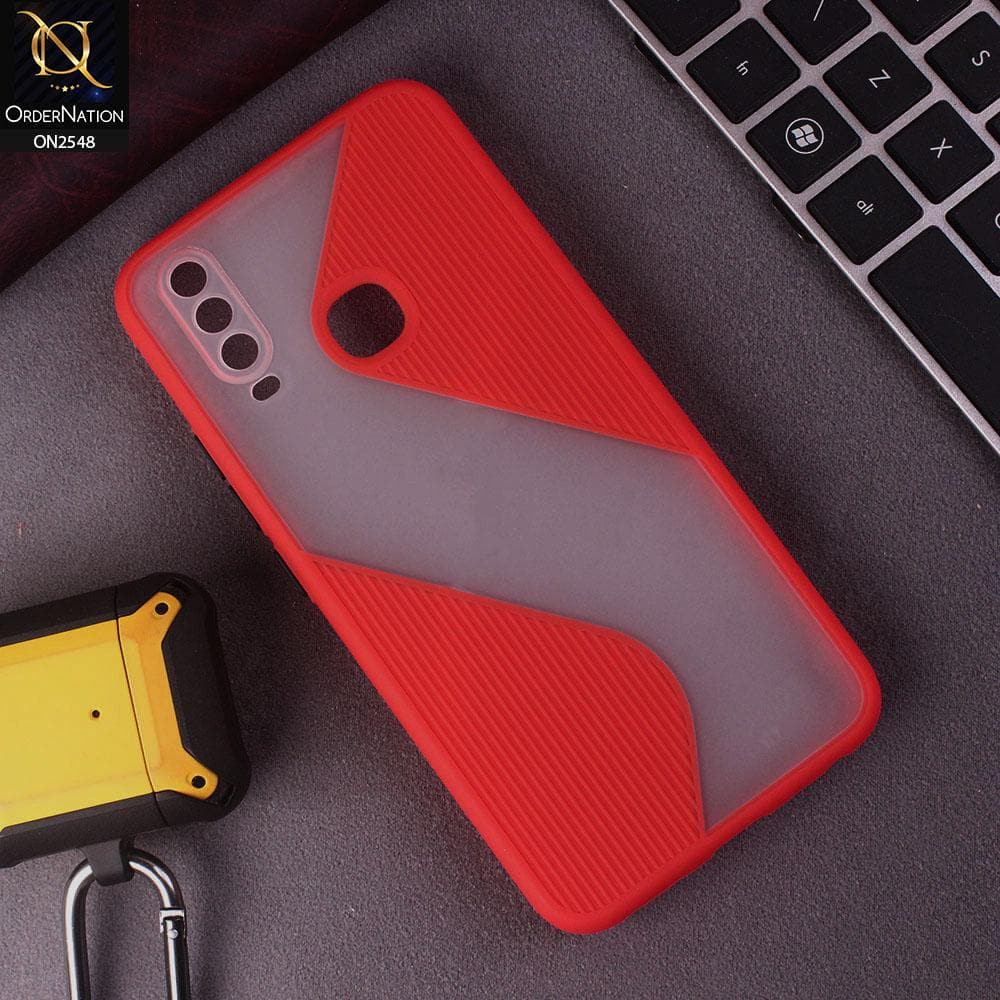 Vivo Y15 Cover - Red - New Ziggy Line Wavy Style Soft Case