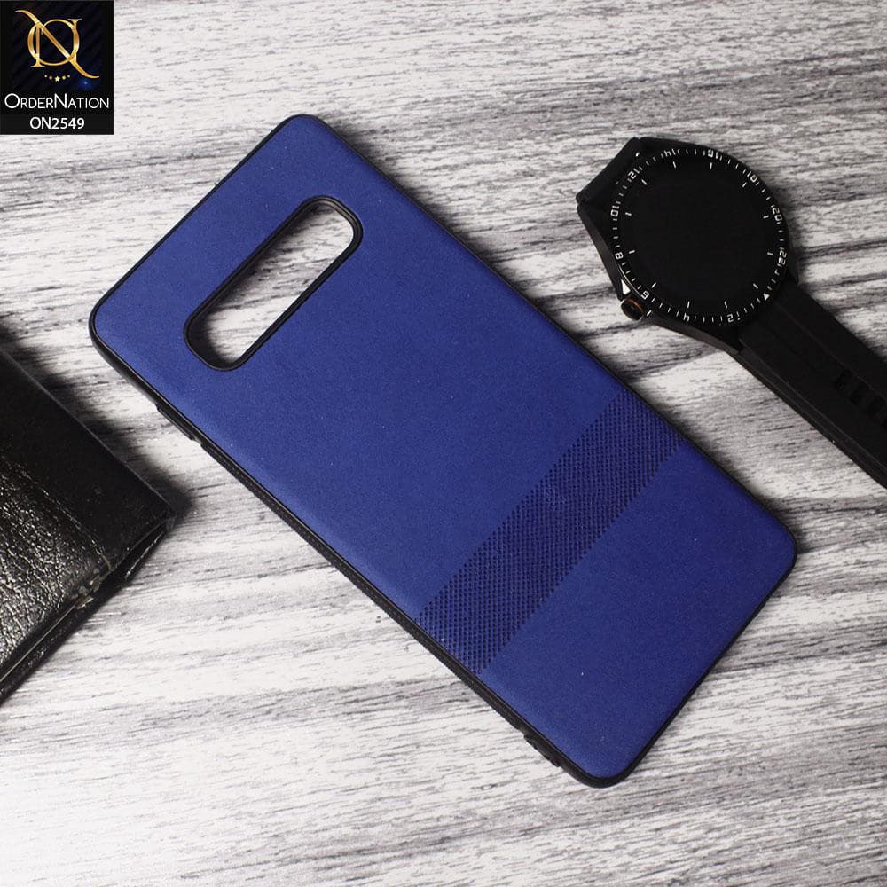 Samsung Galaxy S10 Plus Cover - Blue - Soft Leather Texture TPU Cases