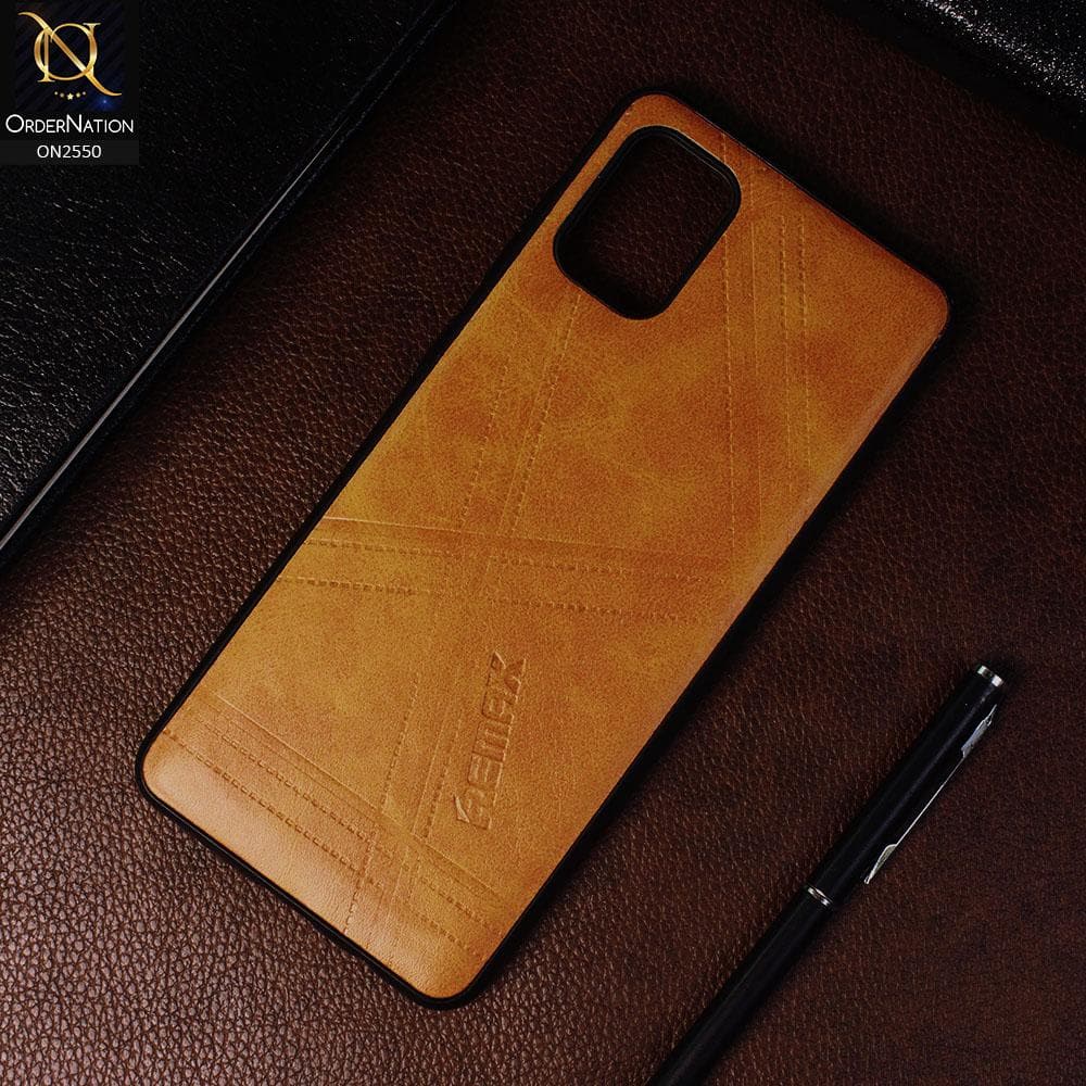 Samsung Galaxy A31 - Light Brown - Remax Soft Pu Leather X Lines Case