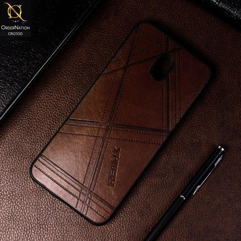Xiaomi Redmi 8A - Dark Brown - Remax Soft Pu Leather X Lines Case
