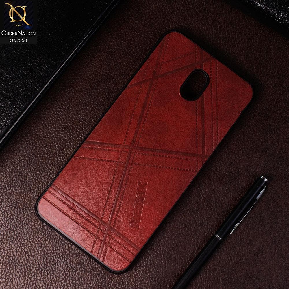 Xiaomi Redmi 8A - Red - Remax Soft Pu Leather X Lines Case