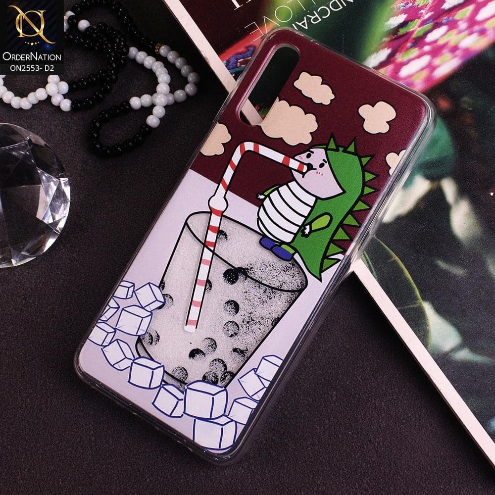 Samsung Galaxy A30s Cover - Design 2 - New Stylish Ice Cream Shake 3D Moving Liquid Glitter Case