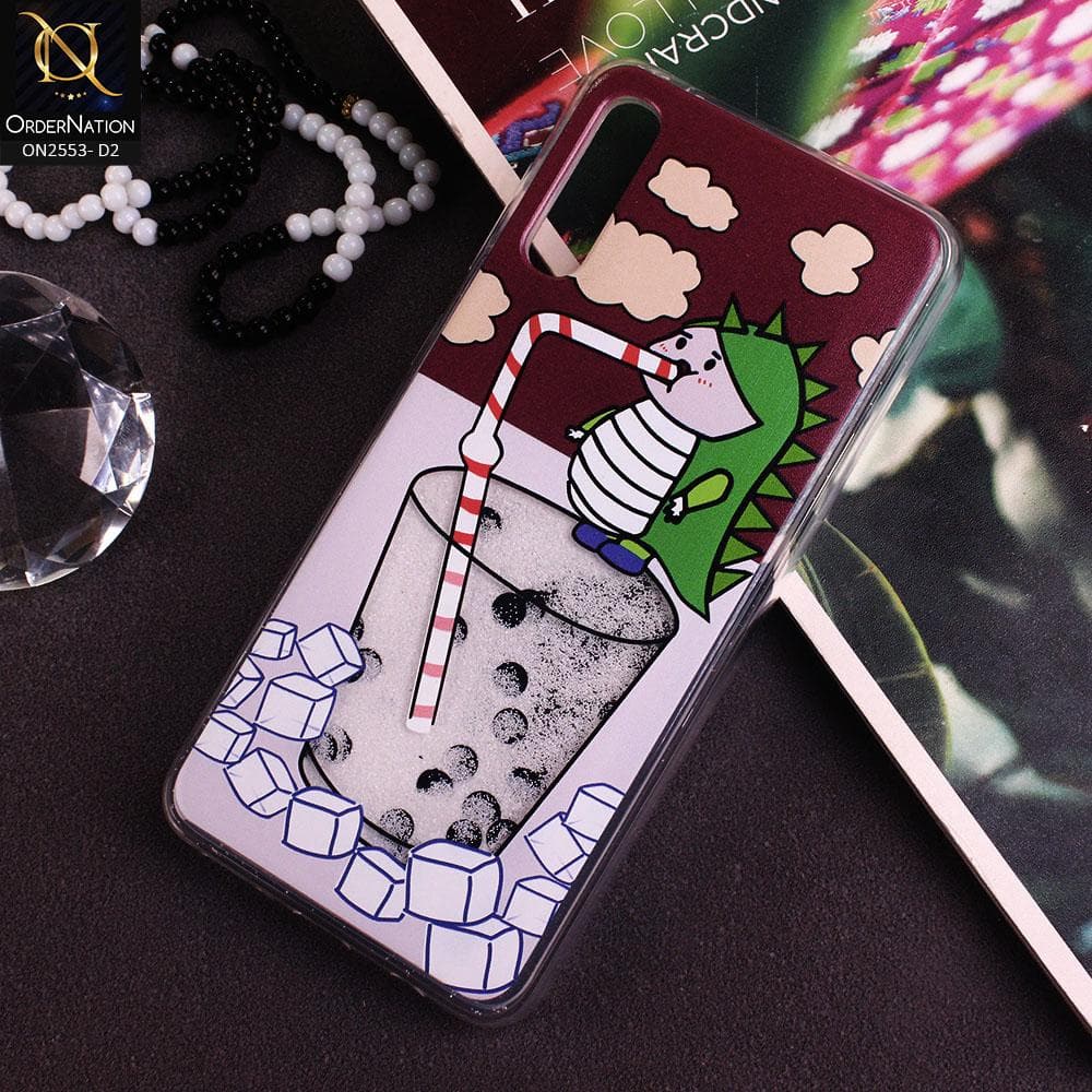 Samsung Galaxy A50 Cover - Design 2 - New Stylish Ice Cream Shake 3D Moving Liquid Glitter Case