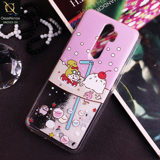 Oppo A5 2020 Cover - Design 3 - New Stylish Ice Cream Shake 3D Moving Liquid Glitter Case