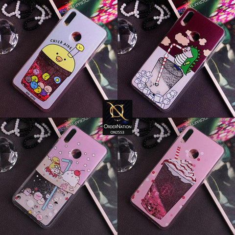 Huawei Y7 Prime 2019 / Y7 2019 / Y7 Pro 2019 Cover - Design 2 - New Stylish Ice Cream Shake 3D Moving Liquid Glitter Case