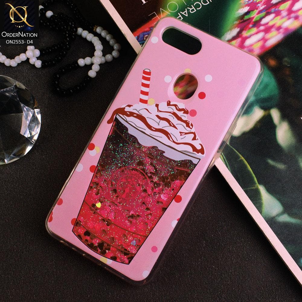 Oppo F9 / F9 Pro Cover - Design 4 - New Stylish Ice Cream Shake 3D Moving Liquid Glitter Case