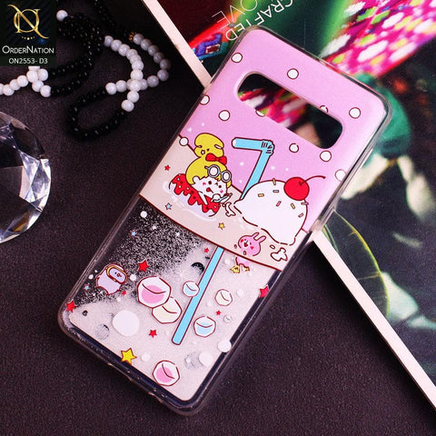 Samsung Galaxy S10 Cover - Design 3 - New Stylish Ice Cream Shake 3D Moving Liquid Glitter Case