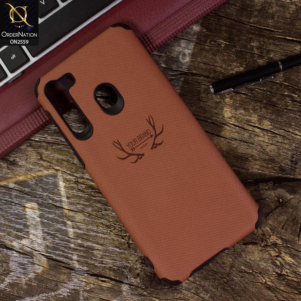 Samsung Galaxy A21 Cover - Brown - New Dot Texture PU Leather Soft Case