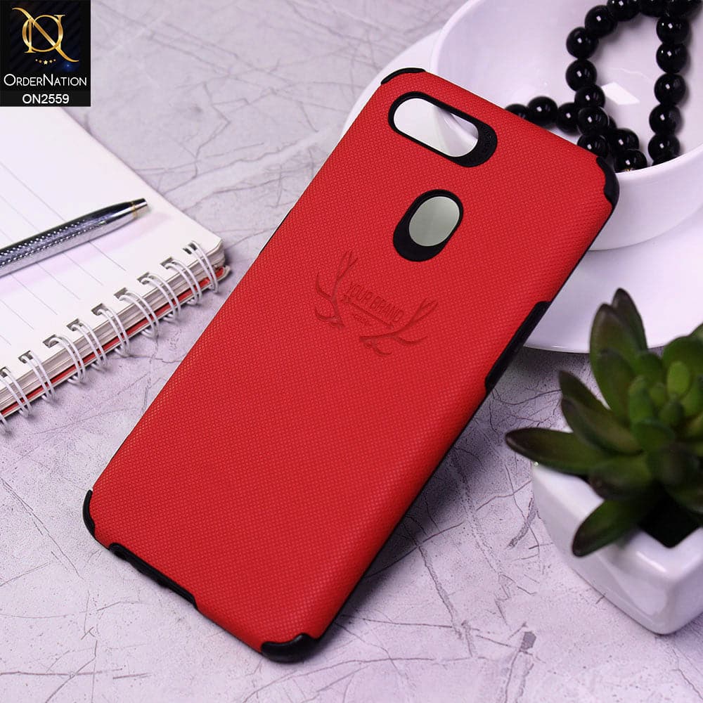 Oppo A12 Cover - Red - New Dot Texture PU Leather Soft Case