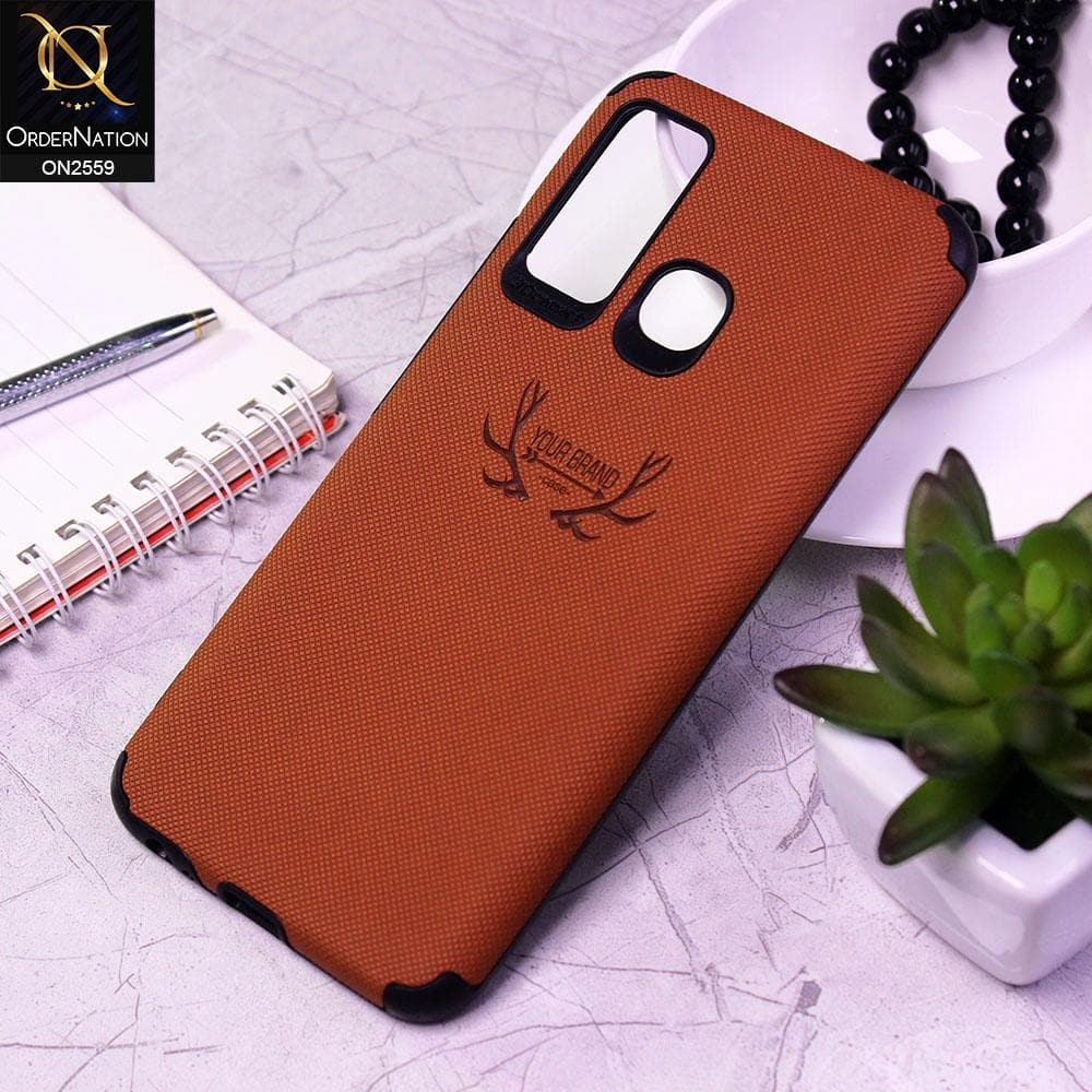 Tecno Camon 15 Cover - Brown - New Dot Texture PU Leather Soft Case