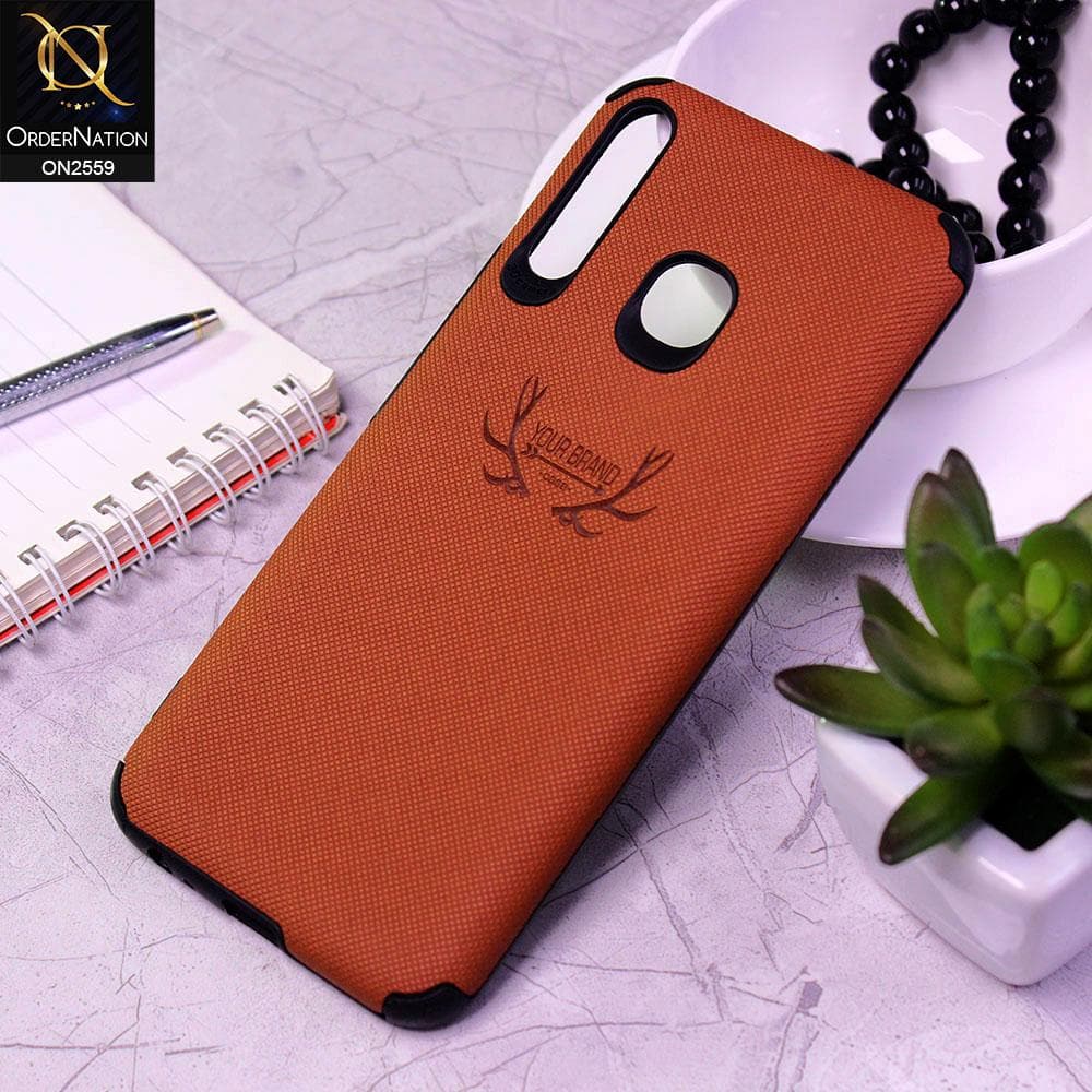 Infinix Hot 8 Cover - Brown - New Dot Texture PU Leather Soft Case