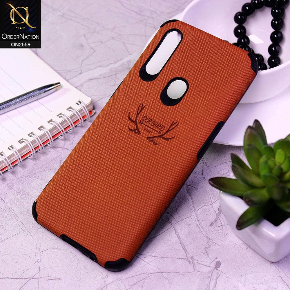 Oppo A31 Cover - Brown - New Dot Texture PU Leather Soft Case
