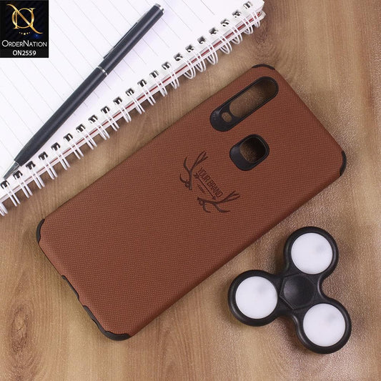 Vivo Y17 - Brown - New Dot Texture PU Leather Soft Case